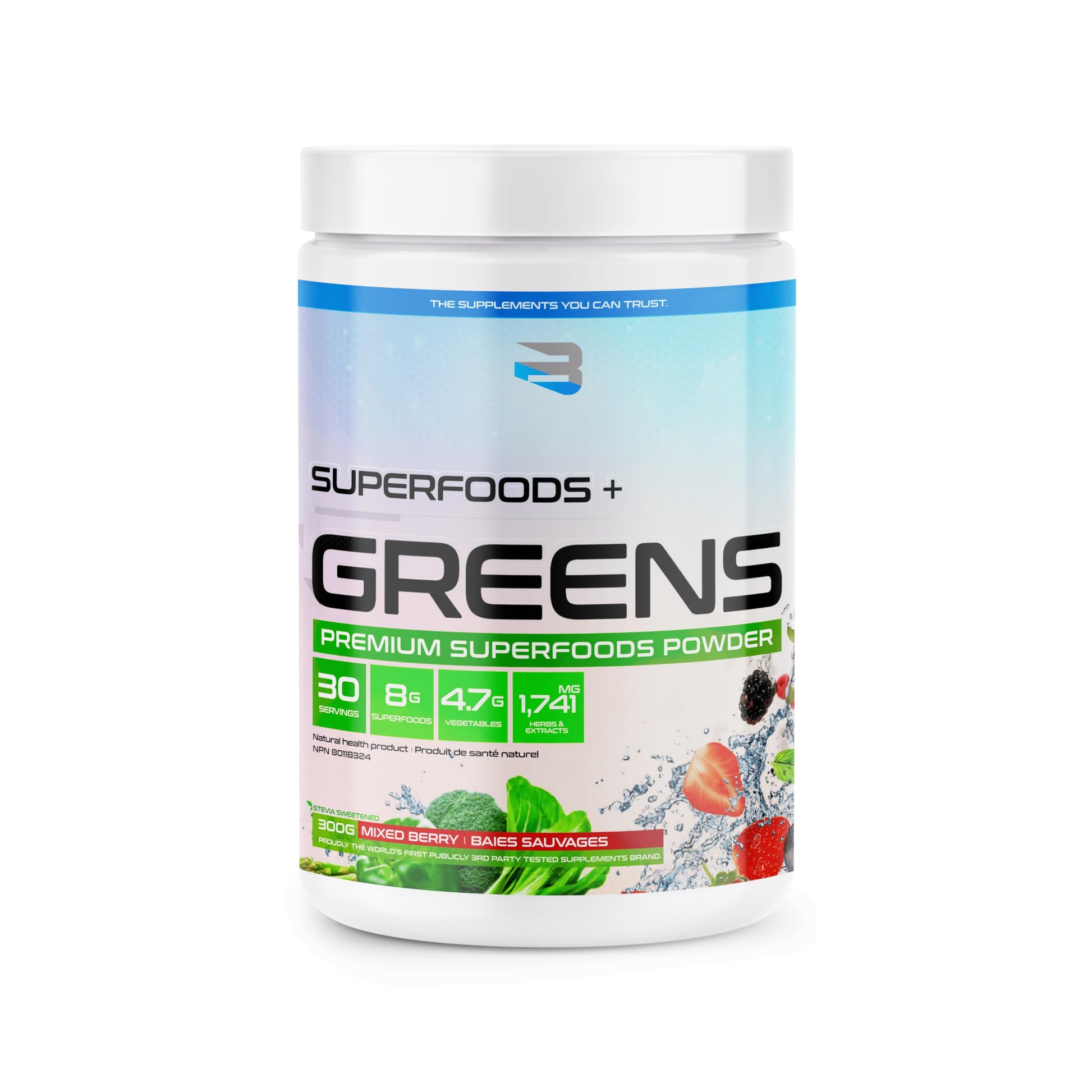 Believe Supplements Superfoods+Greens - Superfood Blend | Boost Energy, Immunity, and Digestion | Rich in Antioxidants & Essential Nutrients! (30 servings, Mixed Berry) Believe Supplements