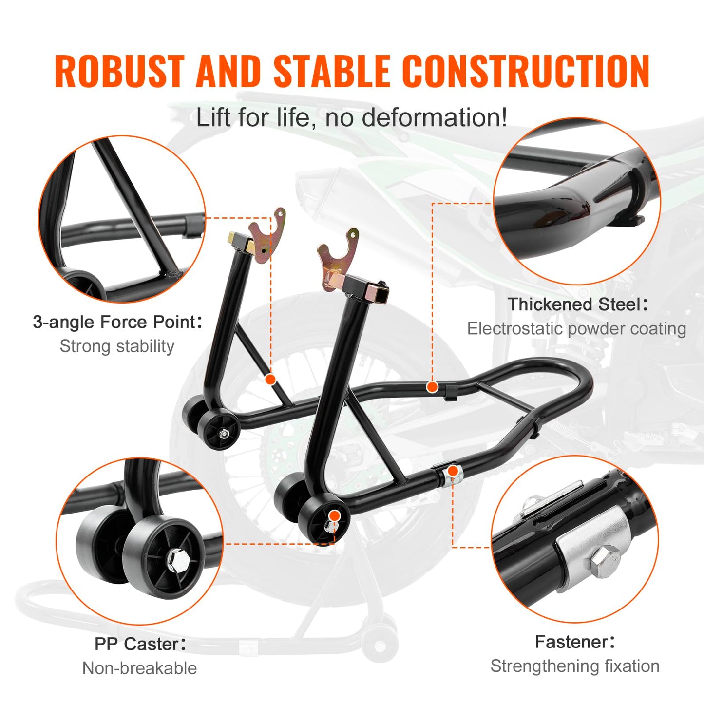 VEVOR Motorcycle Stand Lift, 850lbs Front Rear Combo Stand Lift Stand, Front and Rear Wheel Fork Stand, U+L Fork Swingarm Spool, Compatible with Most Yamaha Honda Kawasaki Suzuki Motorcycles, Black 🍁 All In One Marketplace Canada