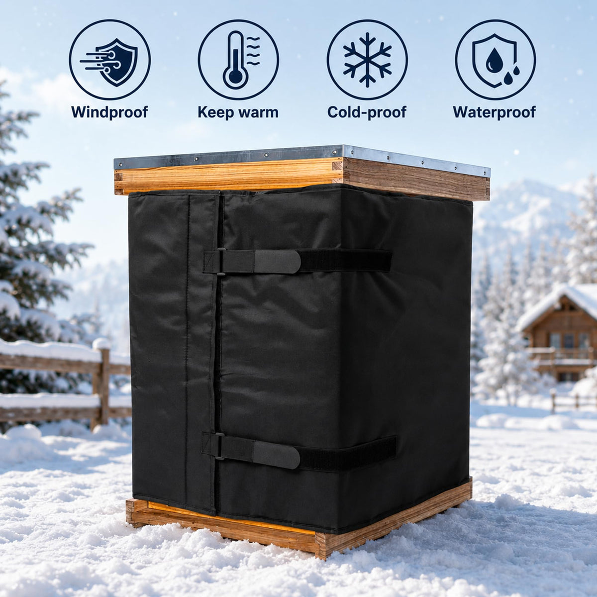 codree 10 Frame Winter Bee Hive Wrap- 1 Deep Box & 1 Medium Box 600D Oxford Beehive Winter Protection Cover- Cozy Windproof Warm Bee Hive Insulation Wrap for Most Bee Hive (85" x 17") 🍁 All In One Marketplace Canada