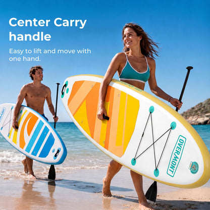 Overmont Inflatable Paddle Board 10'7" x 33" x 6", Extra Wide SUP for Adults & Beginners, 350 lb Stand Up Paddle Board with Adjustable Paddle, Pump, 3 Fins, Leash, Backpack & Repair Kit OVERMONT