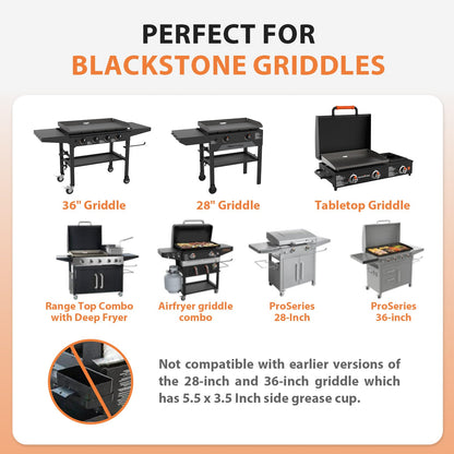 Rushare 40 Pack Drip Pan Liners for Blackstone 17"/22"/30"/28"/36" Griddle, Grease Cup Liners for Blackstone 5017, Disposable Aluminum Foil Drip Pan Liner, 8 x 3.7 Inch - Available at All In One Marketplace Canada