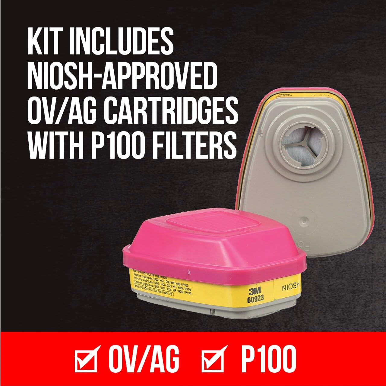 3m 62023ha1-c Half Facepiece Reusable Respirator All-in-one Kit, Multi-purpose, M (1 Mask and 1-pair Cartridges) - Available at All In One Marketplace Canada