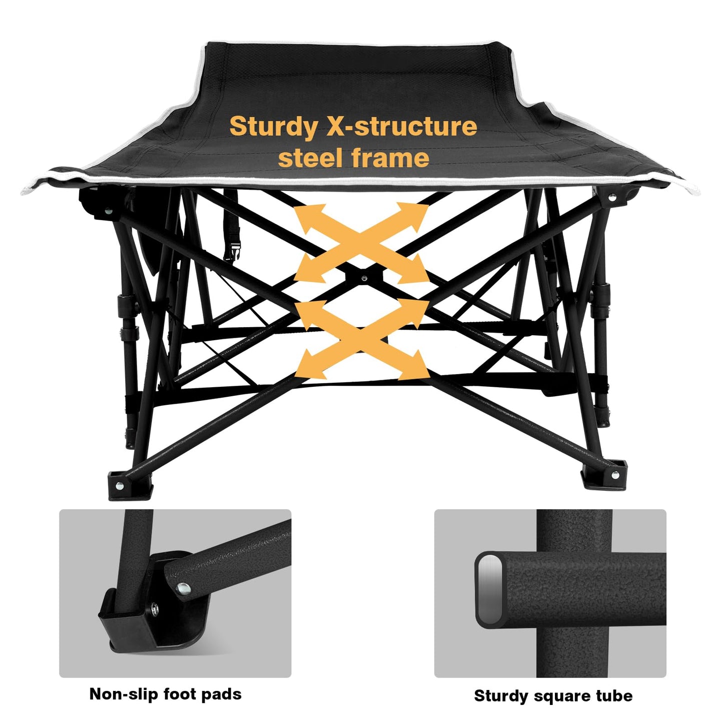 Overmont Portable Folding Camping Cot - 28” Extra Wide Portable Sleeping Cot Load 550 LBS with Carry Bag for Outdoor Travel Home Office Nap, Black OVERMONT