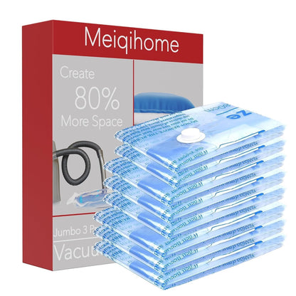 Vacuum Storage Bags 8 Medium, Space Saver Sealer Bags, Airtight Compression Bags for Clothes, Pillows, Comforters, Blankets, Bedding