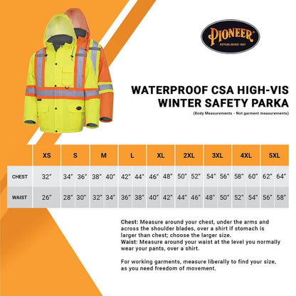 Pioneer Hi Vis Winter Work Jacket for Men - For Construction - Class 2 🍁 All In One Marketplace Canada