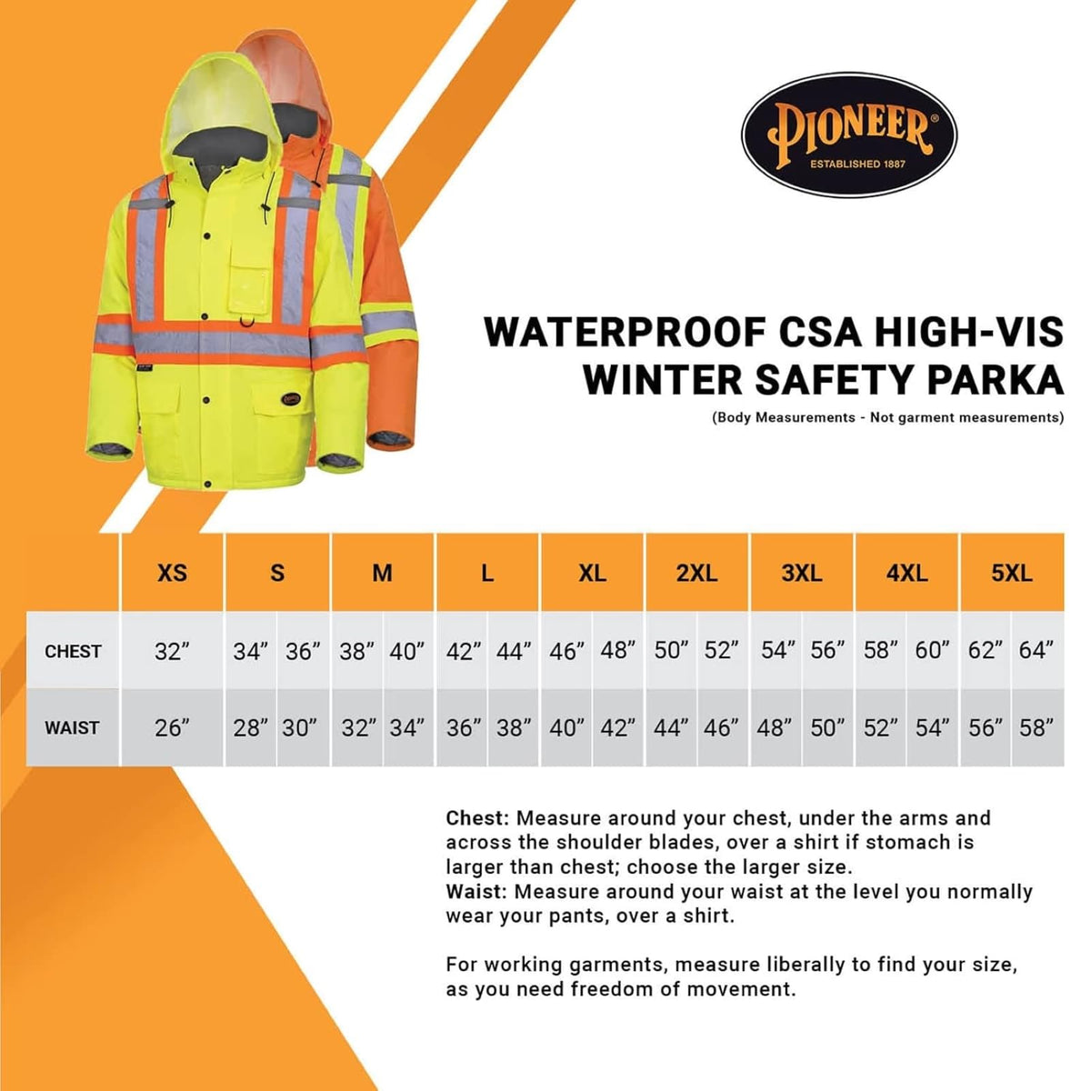 Pioneer Hi Vis Winter Work Jacket for Men - For Construction - Class 2 🍁 All In One Marketplace Canada