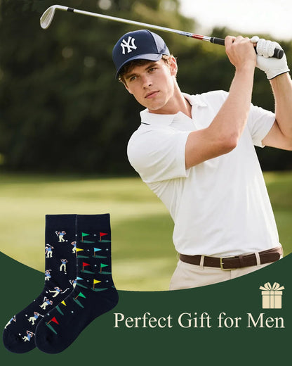 Golf Socks - Funny Golfer Novelty Socks, Funky Golf Gifts for Men Birthday Christmas Gift for Boss, 2 Pairs, Size 9-13 (CA/US, Alpha, One Size, Regular, Regular, Funny Golf Socks 2 Pairs) 🍁 All In One Marketplace Canada