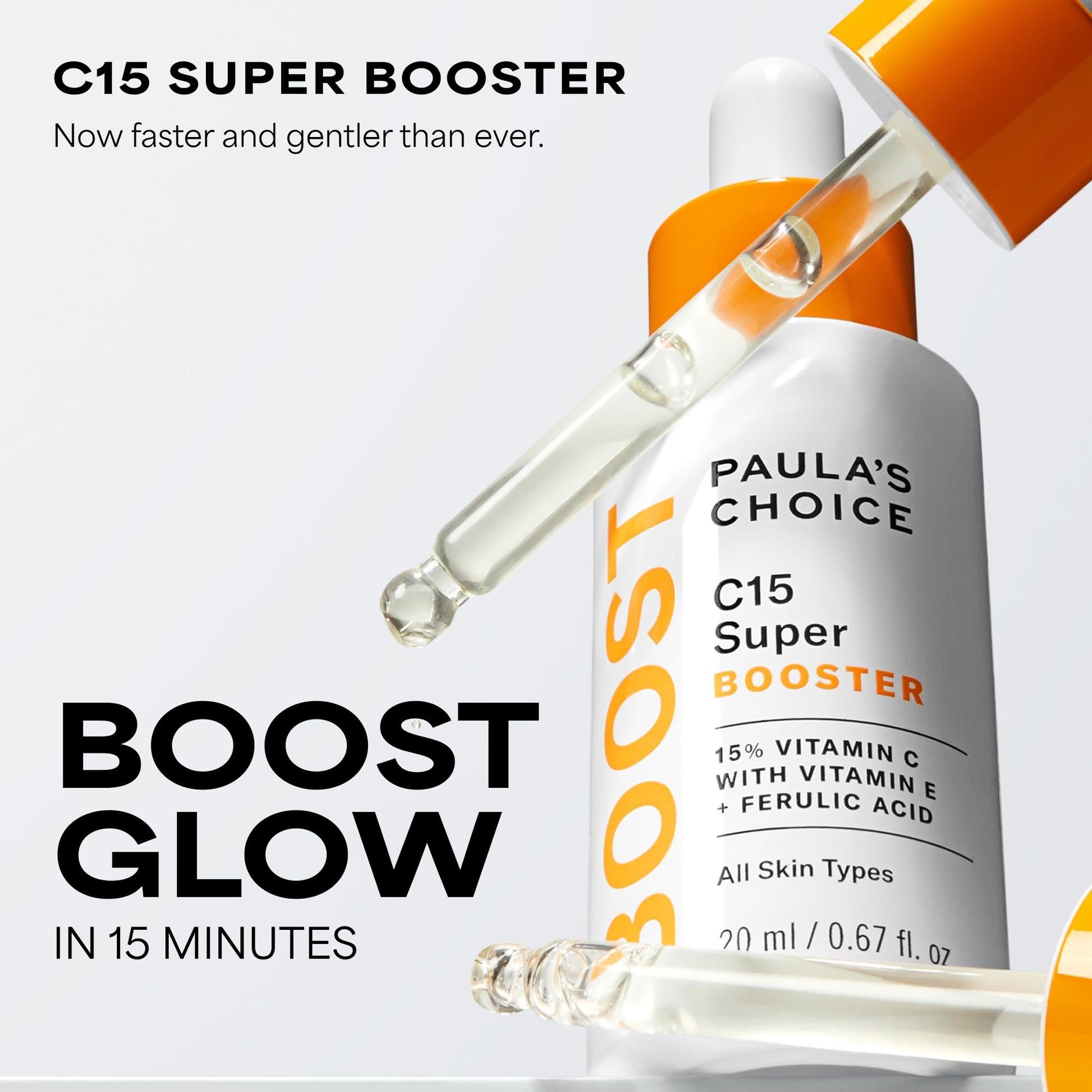 Paula's Choice C15 Super Booster, 15% Vitamin C with Vitamin E & Ferulic Acid, Brightening Serum for Discolouration, Dark Spots & Wrinkles, Fragrance-Free, 20 mL - Available at All In One Marketplace Canada