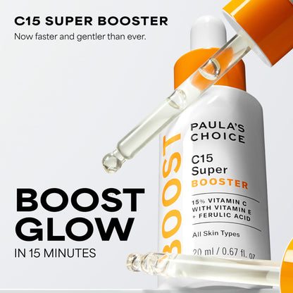 Paula's Choice C15 Super Booster, 15% Vitamin C with Vitamin E & Ferulic Acid, Brightening Serum for Discolouration, Dark Spots & Wrinkles, Fragrance-Free, 20 mL - Available at All In One Marketplace Canada