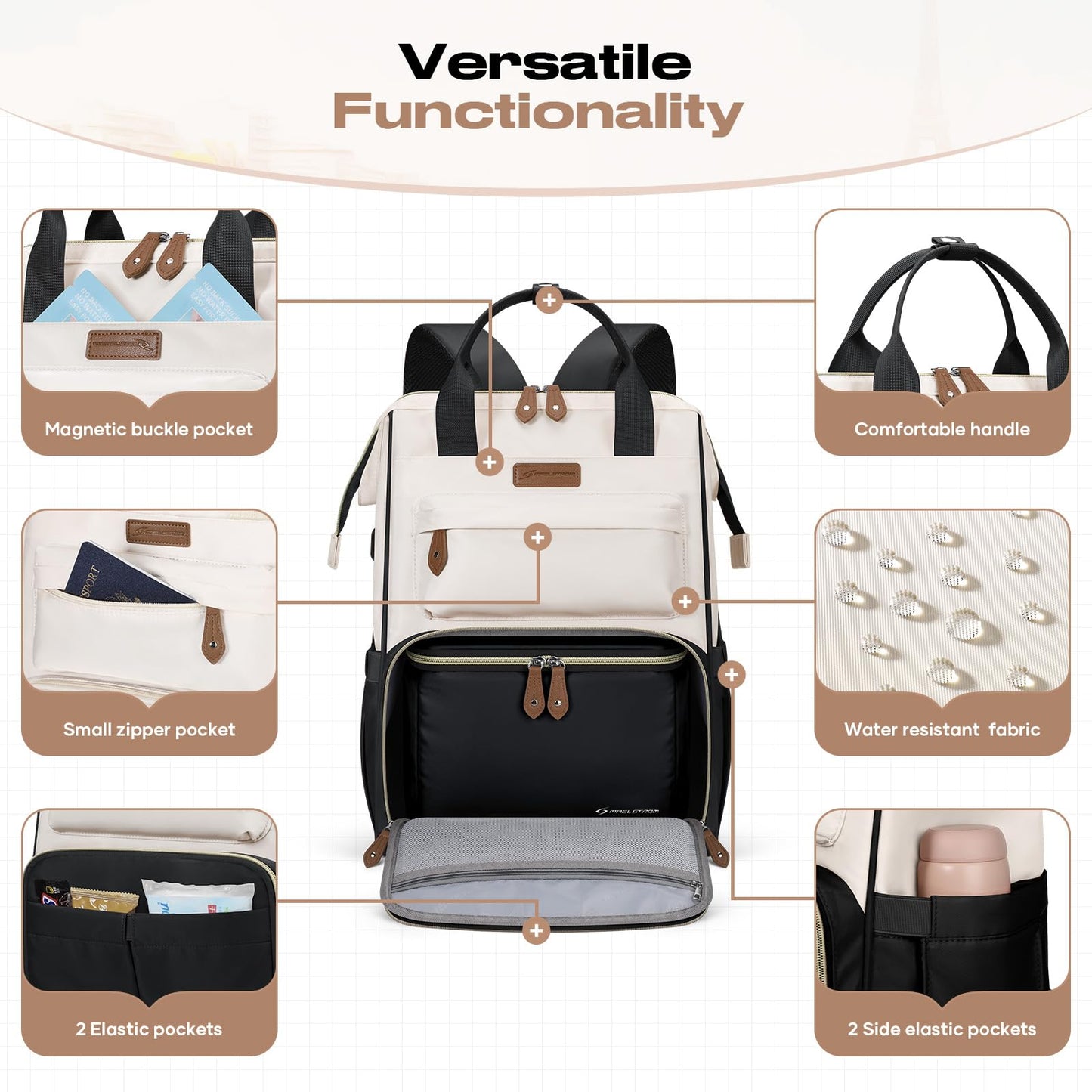 Maelstrom 15.6-17.3" Laptop Backpack with Lunch Box, Work Bag for Women Men