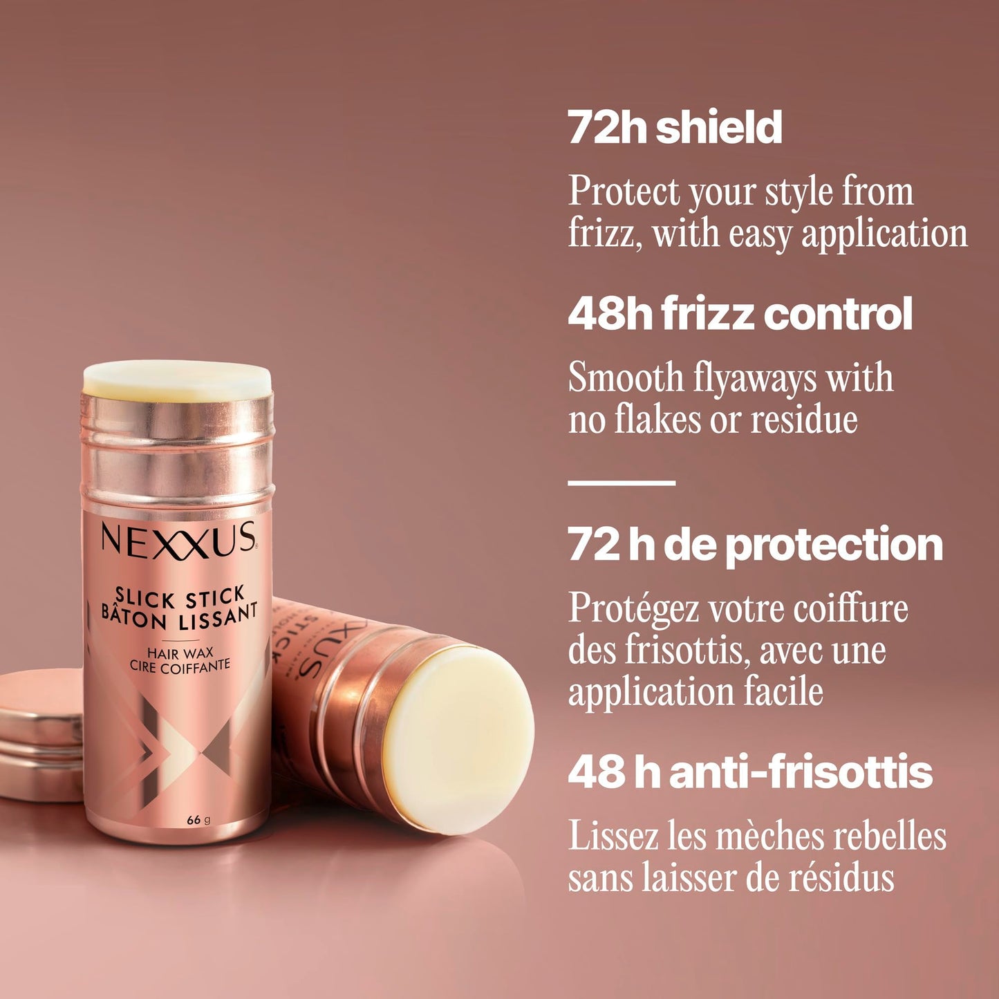 Nexxus Slick Stick Hair Wax 72H Humidity Shield 48H Frizz Control, 66g Nexxus