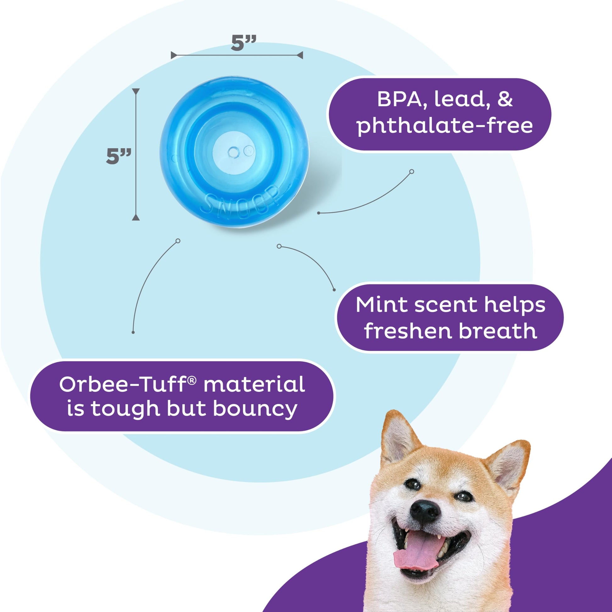 Planet Dog Orbee-Tuff Snoop Interactive Puzzle Dog Toy, Blue Outward Hound