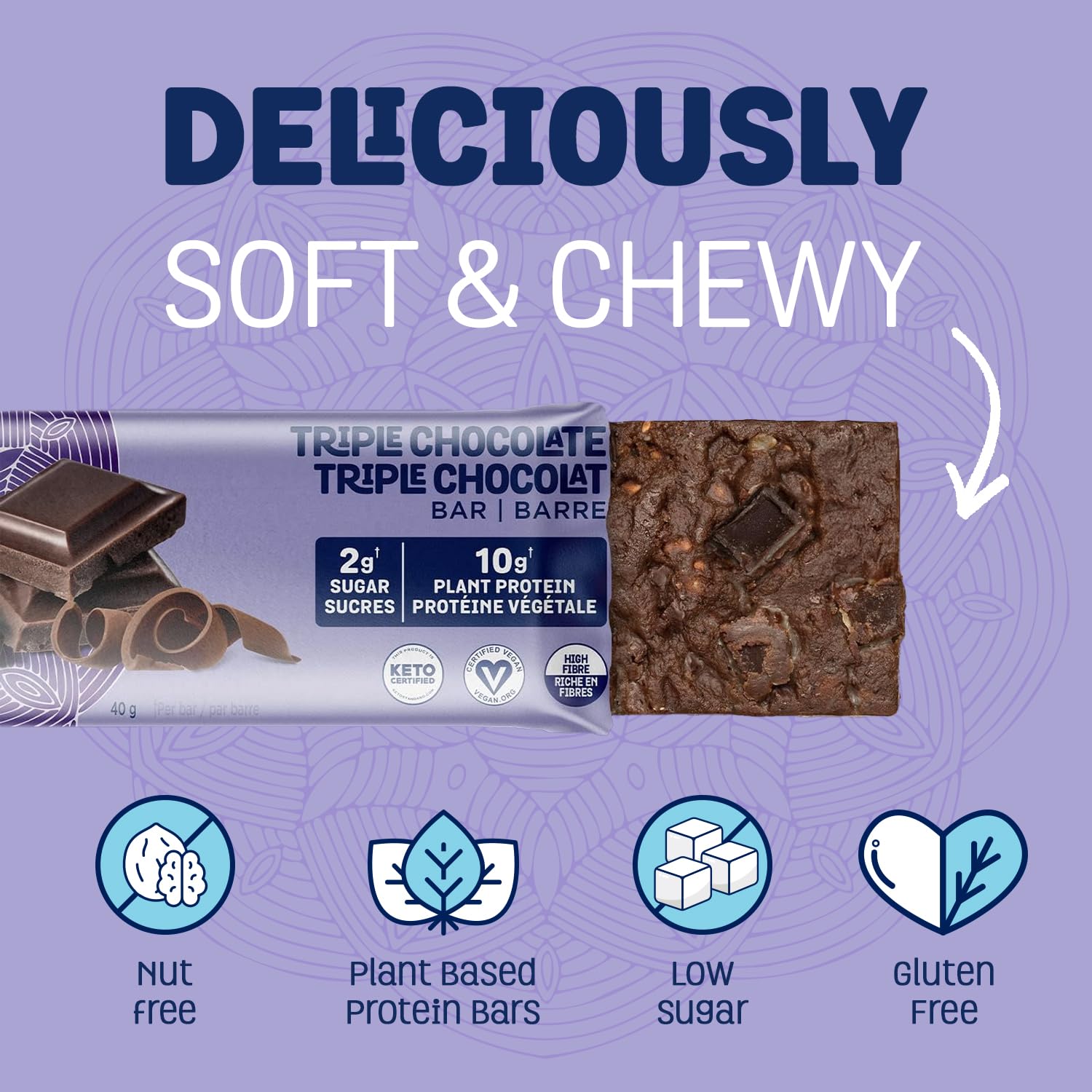 Hungry Buddha Plant-Based Protein Bars - Triple Chocolate, Low Sugar, High Protein (Pack of 12)