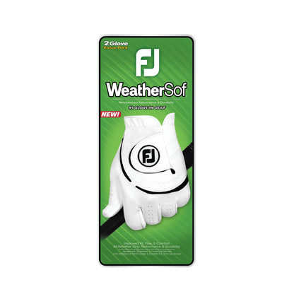 FootJoy Men's WeatherSof 2-Pack Golf Glove, White, Small, Worn on Left Hand