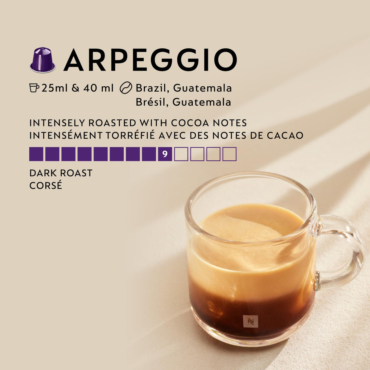 Nespresso Original Arpeggio Coffee Pods, Dark Roast, Intensity 9, 50 Pods