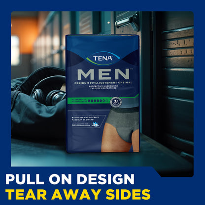 TENA Men Maximum Plus Incontinence Underwear, S/M 29-40in, Grey, 18 ct TENA