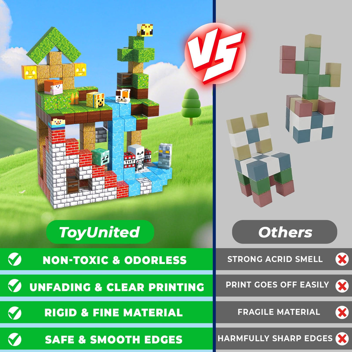 ToyUnited 200 Pieces Magnetic Blocks Jumbo Forest Castle, Cute Fun Magnetic Building Blocks Montessori Sensory Stacking Toys for Kids Aged 3 4 5 6 7 8 9 10 11 12 Year Old Boys Girls Gift Christmas 🍁 All In One Marketplace Canada