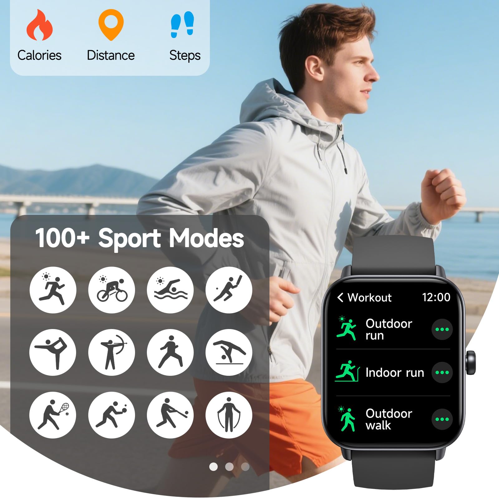Smart Watch for Men Women (Answer/Make Call), Alexa Smartwatch Compatible with Android iOS, Fitness Tracker with Heart Rate SpO2 Sleep Monitor, 1.8'' HD DIY Dial Waterproof Watch with Bluetooth Call - Available at All In One Marketplace Canada