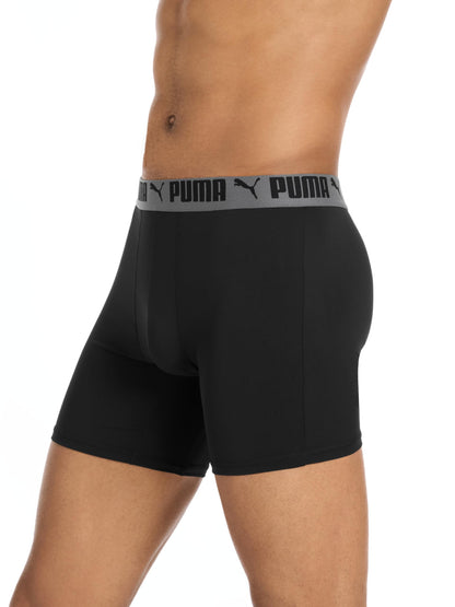 Puma Men's 4 Pack Active Stretch Boxer Briefs, Black, Large