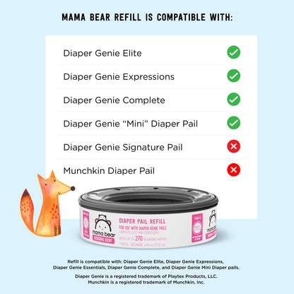 Amazon Brand - Mama Bear Blossoms Scented Diaper Pail Refills for Diaper Genie Pails, Odor Control, 2160 Count (8 Packs of 270 Count) | Compatible with Diaper Genie Complete, Elite & Expressions Pails