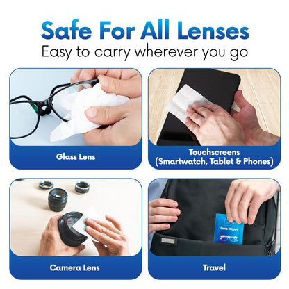 Lens Wipes for Eyeglasses - Pre-Moistened Individually Wrapped Scratch & Streak-Free for Glasses, Sunglasses & Camera Lenses 500ct