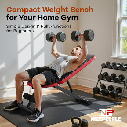 NICEPEOPLE Foldable Basic Weight Bench for Home Gym, Workout Bench with 8 Backrests, 660LBS Weight Capacity Adjustable Bench - Available at All In One Marketplace Canada