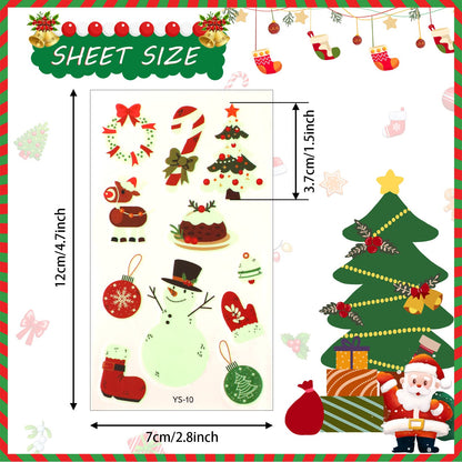 20 Sheets Christmas Temporary Tattoos Christmas Stocking Stuffers for Kids, Glow in Dark Tattoo Stickers Luminous Tattoos Make up Party Favors Filler Decoration for Boys and Girls (Christmas Style) 🍁 All In One Marketplace Canada