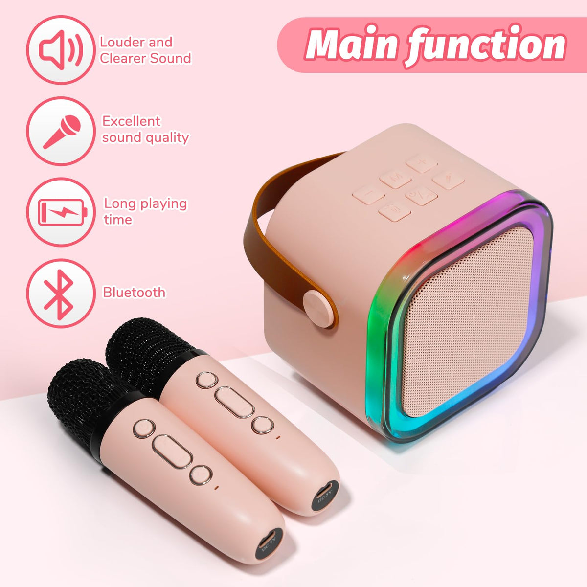 Mini Karaoke Machine for Kids Adults, Speaker with 2 Wireless Microphones 🍁 All In One Marketplace Canada