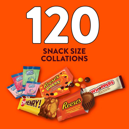 HERSHEY’S Assorted Halloween Candy Variety Bag – 120 Count, 1.18 kg, Individually Wrapped Bulk Mix for Trick‑or‑Treat, Bags & Bowl (REESE’S, OH HENRY!, WHOPPERS, JOLLY RANCHER)
