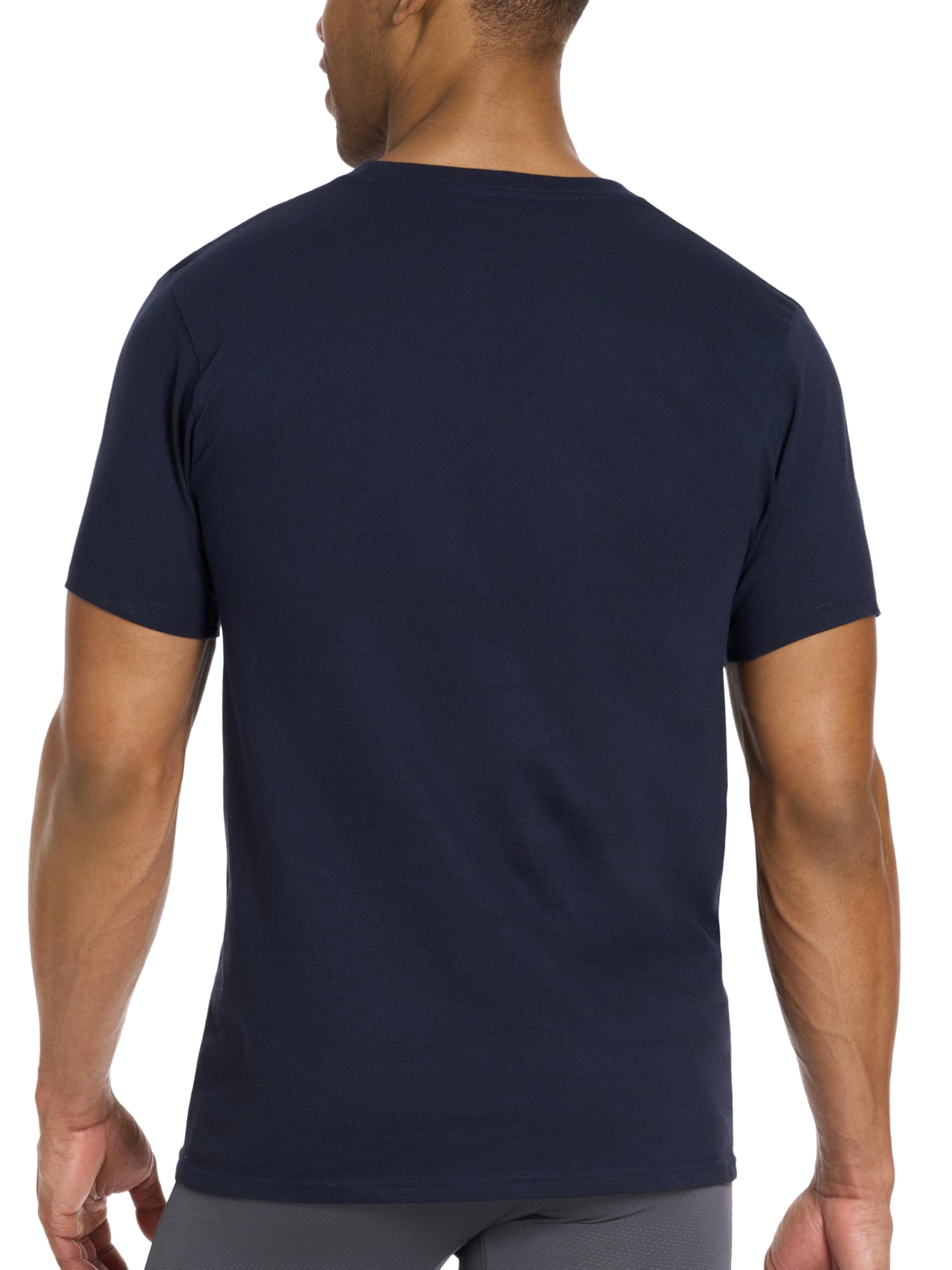 PUMA Men's 4 Pack Cotton Crewneck Short Sleeve T-Shirt, Black/Grey/White/Navy, Large PUMA