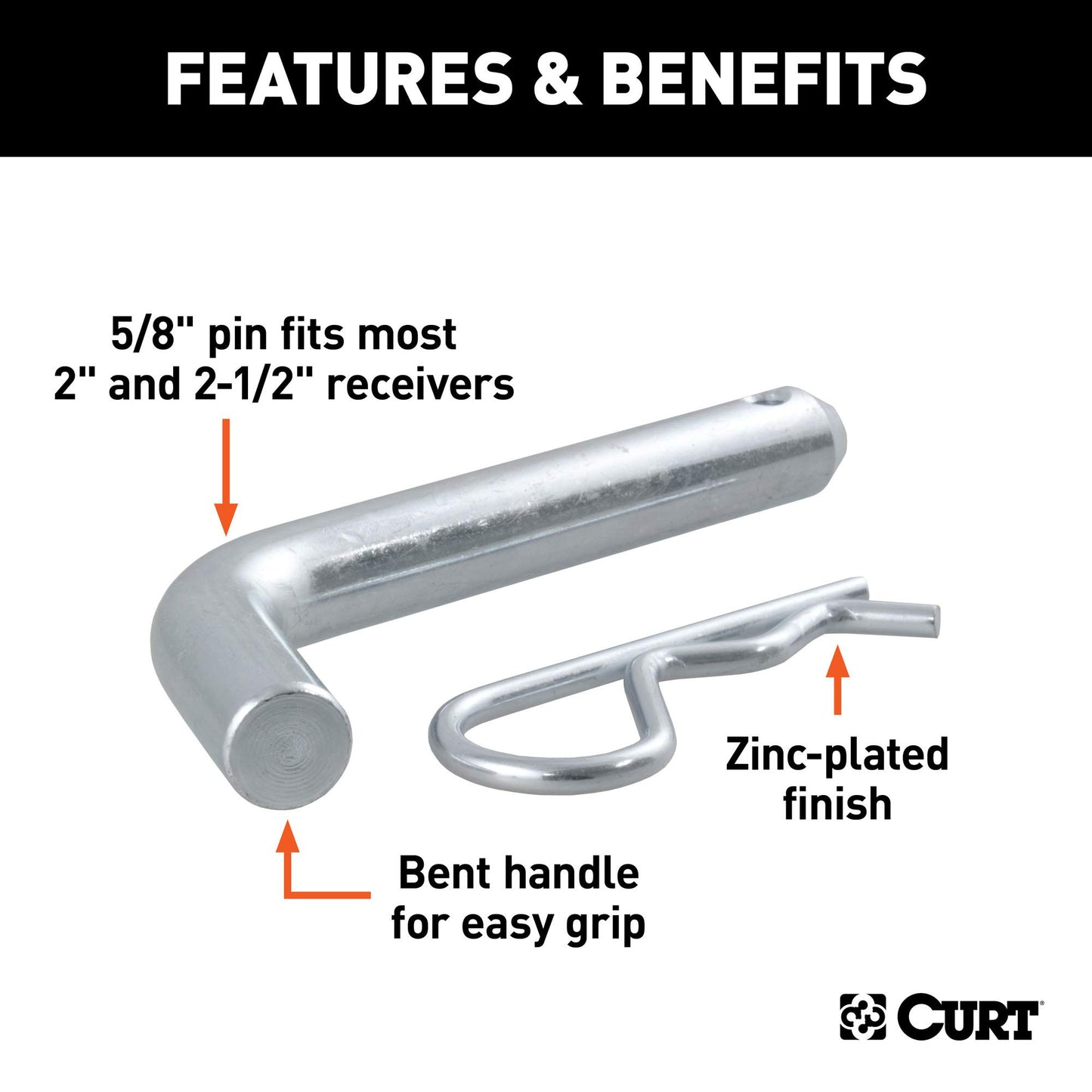 Curt Manufacturing 21580 5/8" Pin and Clip For Super Duty Ball Mount Series