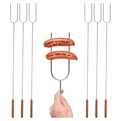Coghlan's Camp Forks 6-Pack – 40" Solid Steel, Marshmallow Sticks with Wooden Handles | Heavy-Duty Camping Essentials for Fire Pit Roasting, BBQ Grilling & Outdoor Cooking Coghlan's