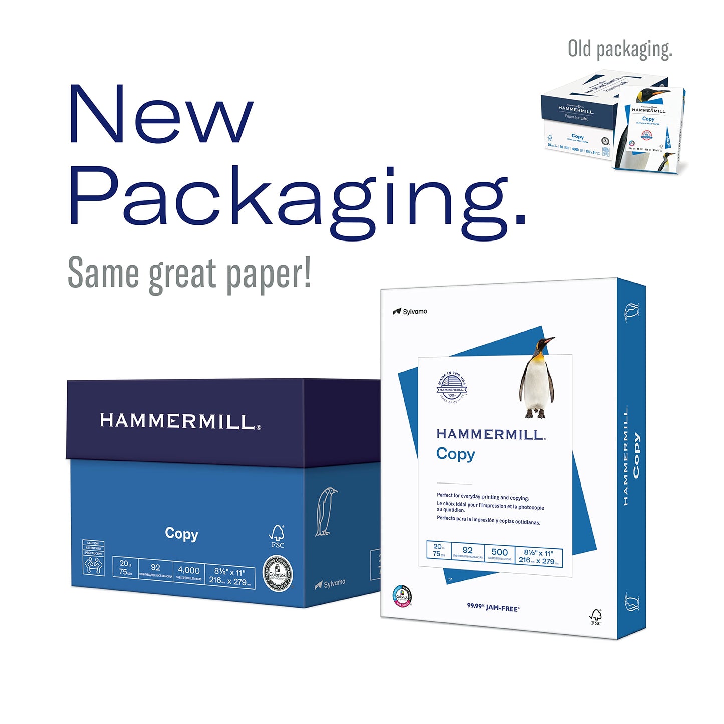 Hammermill Paper, Copy, 20lb, 8.5x11, Letter, 92 Bright, 4,000 sheets / 8 ream case, (113640) Made In The USA Hammermill