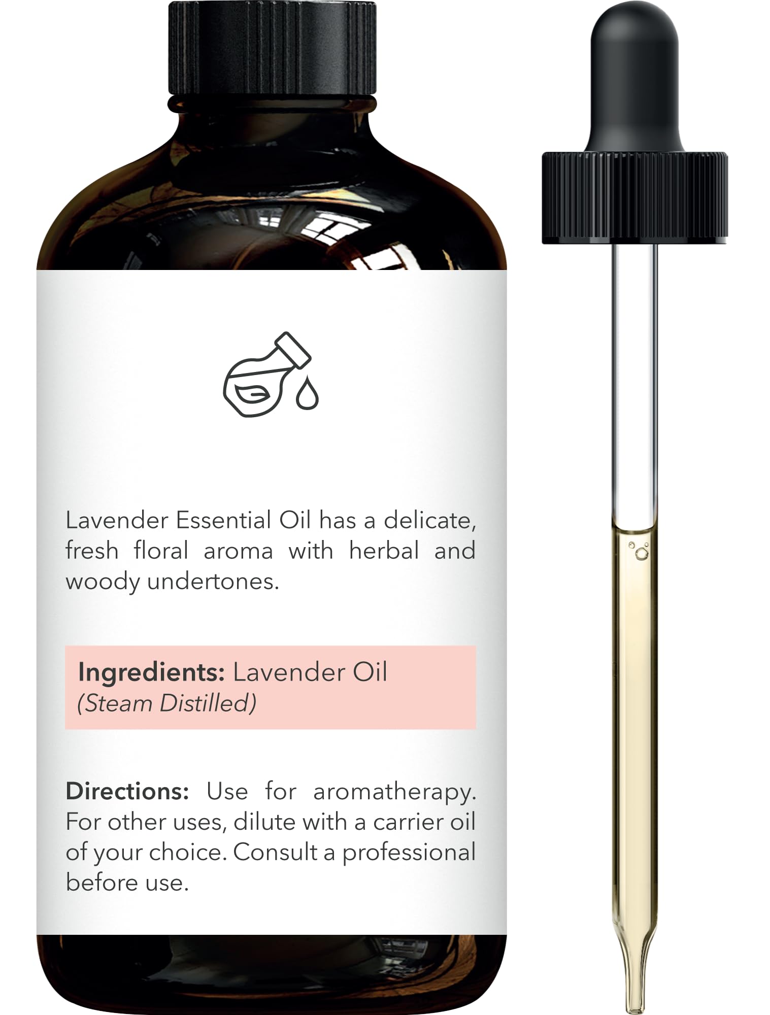 Brooklyn Botany Lavender Essential Oil - Huge 118 ml - with Glass Dropper - for Aromatherapy and Diffuser