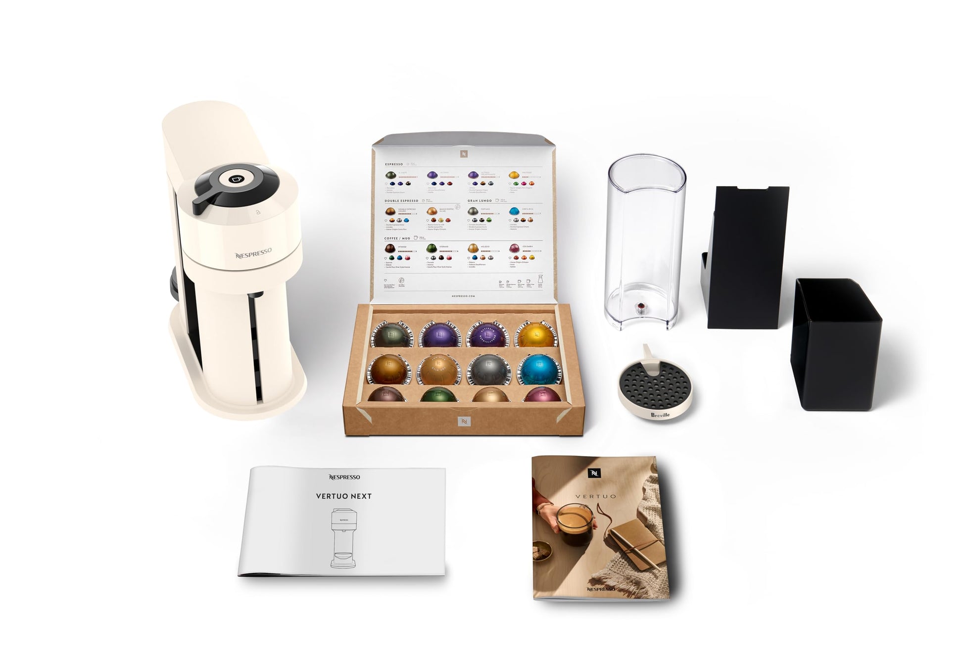 Nespresso Vertuo Next Single Serve Coffee and Espresso Machine by Breville, White and Chrome Nespresso