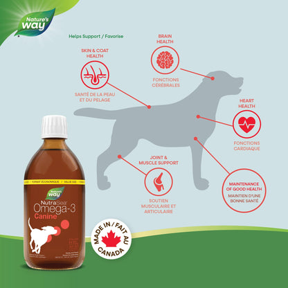 Nature’s Way NutraSea Omega-3 Canine Supplement for Dogs – Helps Support Dogs’ Skin, Coat, Muscles, Joints, Heart & Brain – 1170 mg of EPA + DHA – Smoky Meat Flavour, 500 mL