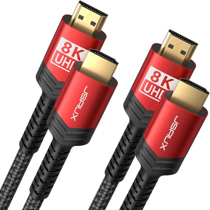 JSAUX 10K/8K HDMI Cable 2.1 [2 Pack 6ft], HDMI to HDMI 8K@60Hz 4K@144Hz