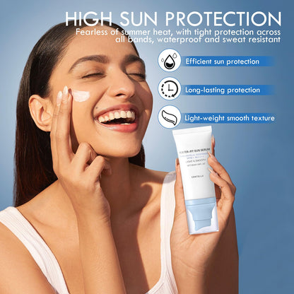 2PCS Centella Sunscreen SPF 50, 50ML 𝑴𝒂𝒅𝒂𝒈𝒂𝒔𝒄𝒂𝒓 Sunscreen Face Serum, Daily UV Defense Sunblock Summer Korean Sunscreen for Face, Travel Essentials for All Skin (White) - Available at All In One Marketplace Canada