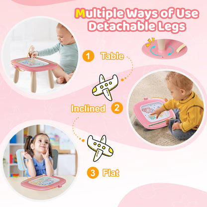 Kikidex Girl Toys Age 1-3 Magnetic Drawing Board, Gifts for 1 2 3 Year Old Toddlers Birthday, Doodle Board for Preschool Learning and Educational Erasable Sketching Pad(Soft Pink)