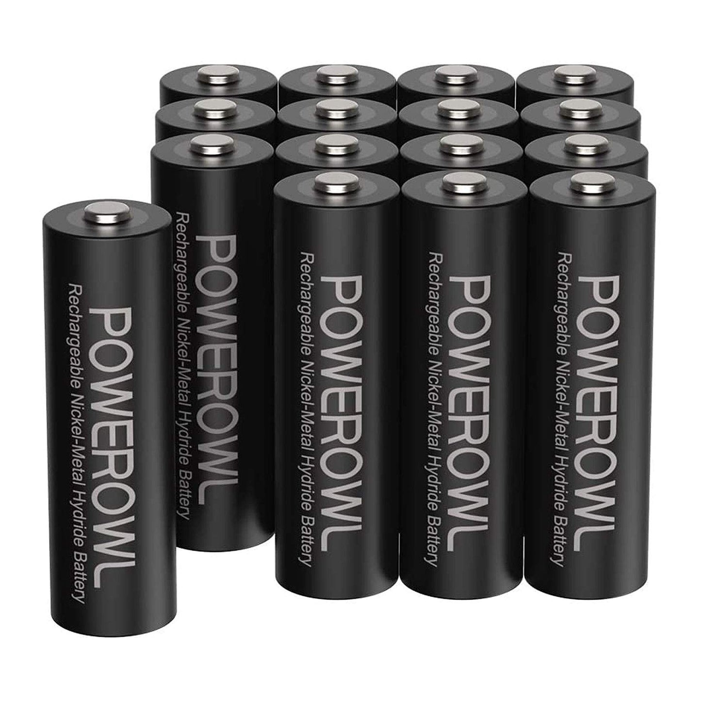 POWEROWL AA Rechargeable Batteries, 2800mAh High Capacity Batteries 1.2V NiMH Low Self Discharge, Pack of 16 - Available at All In One Marketplace Canada