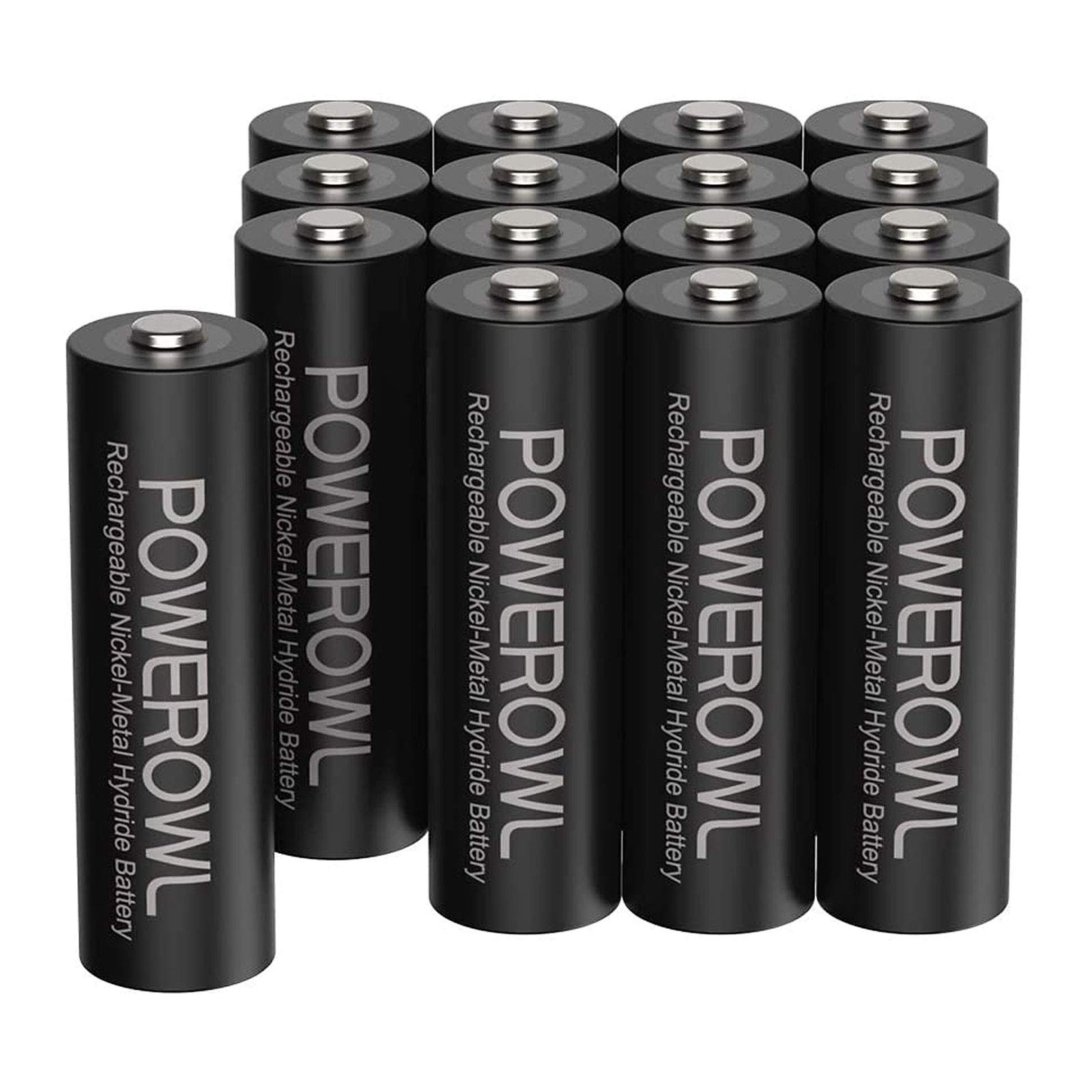 POWEROWL AA Rechargeable Batteries, 2800mAh High Capacity Batteries 1.2V NiMH Low Self Discharge, Pack of 16 - Available at All In One Marketplace Canada