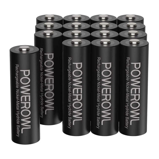 POWEROWL AA Rechargeable Batteries, 2800mAh High Capacity Batteries 1.2V NiMH Low Self Discharge, Pack of 16 - Available at All In One Marketplace Canada