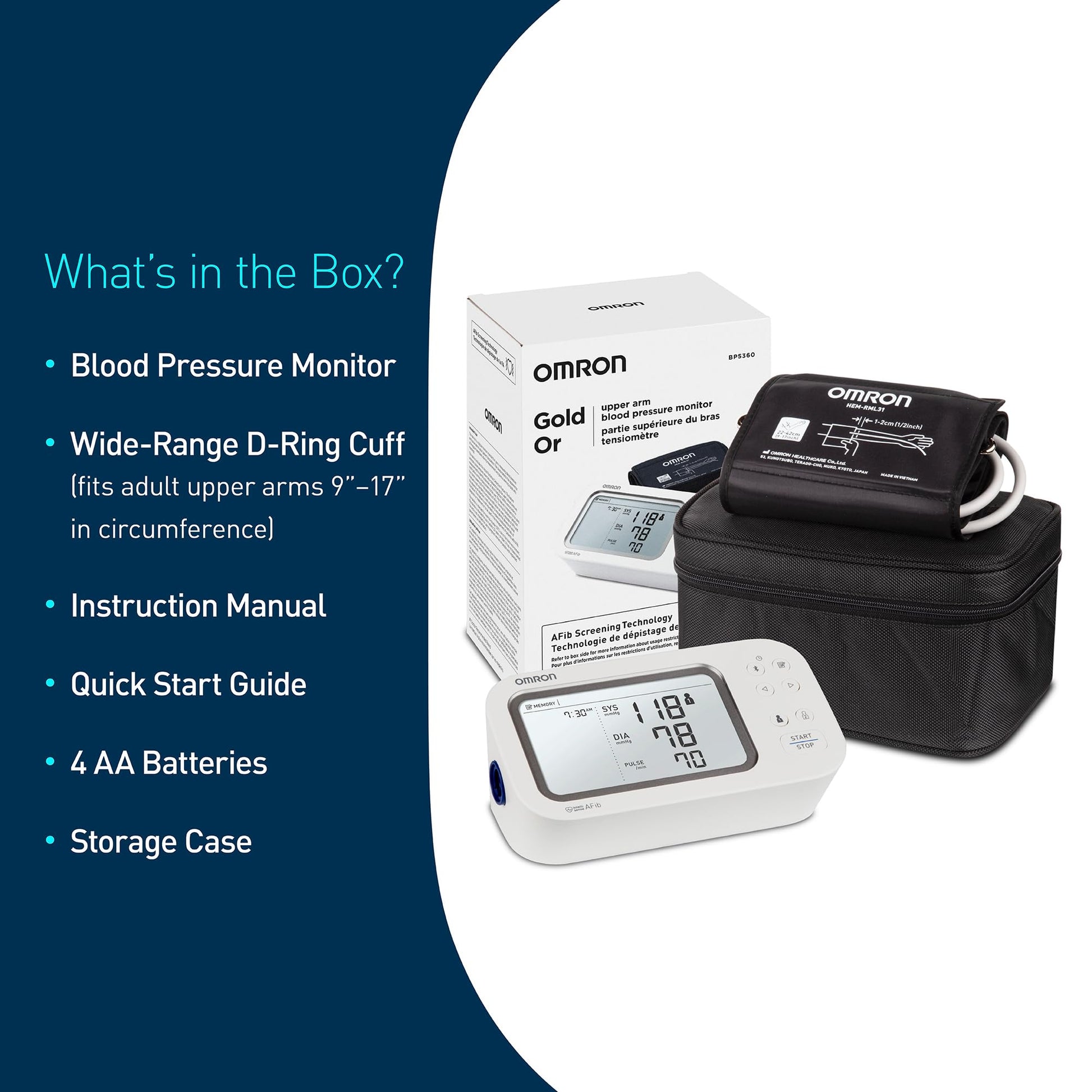 OMRON Gold Upper Arm Blood Pressure Monitor - Clinically Validated Blood Pressure Arm Cuff - Use OMRON Connect App for Unlimited Measurements 🍁 All In One Marketplace Canada Omron