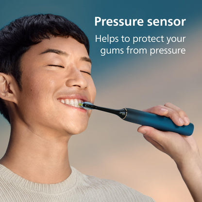 Philips Sonicare DiamondClean 9000 Electric Toothbrush - Sonic Toothbrush with App, Pressure Sensor, 12 Brushing Settings, Replacement Reminder, Charging Stand, Travel Case, Aquamarine, HX9911/92