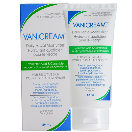 Vanicream Daily Facial Moisturizer for Sensitive Skin, 89 mL – Lightweight Hydration with Hyaluronic Acid & 5 Ceramides, Fragrance-Free, Non-Comedogenic, Gentle Face Lotion for Day & Night - Available at All In One Marketplace Canada