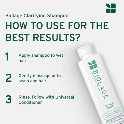 Biolage Clarifying Shampoo, Scalp Sync, Removes Residue, Buildup and Excess Oil, For Oily Hair & Scalp, Gently Exfoliates With Glycolic Acid, Paraben and Silicone Free, Vegan, Cruelty Free - Available at All In One Marketplace Canada