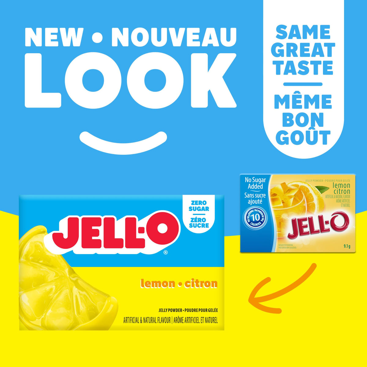 Jell-O Zero Sugar Lemon Jelly Powder Mix, 9.1 g Box (Pack of 18)