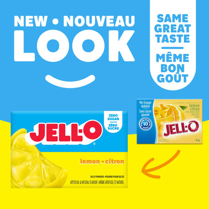 Jell-O Zero Sugar Lemon Jelly Powder Mix, 9.1 g Box (Pack of 18)