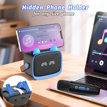 Mini Karaoke Machine Toys Gifts,Kids Portable Bluetooth Speaker with 2 Wireless Microphone and LED,Christmas Birthday Gifts for Girls Boys 3 4 5 6 7 8+ Year Old, Noisemaker Toys for Party (Blue) 🍁 All In One Marketplace Canada