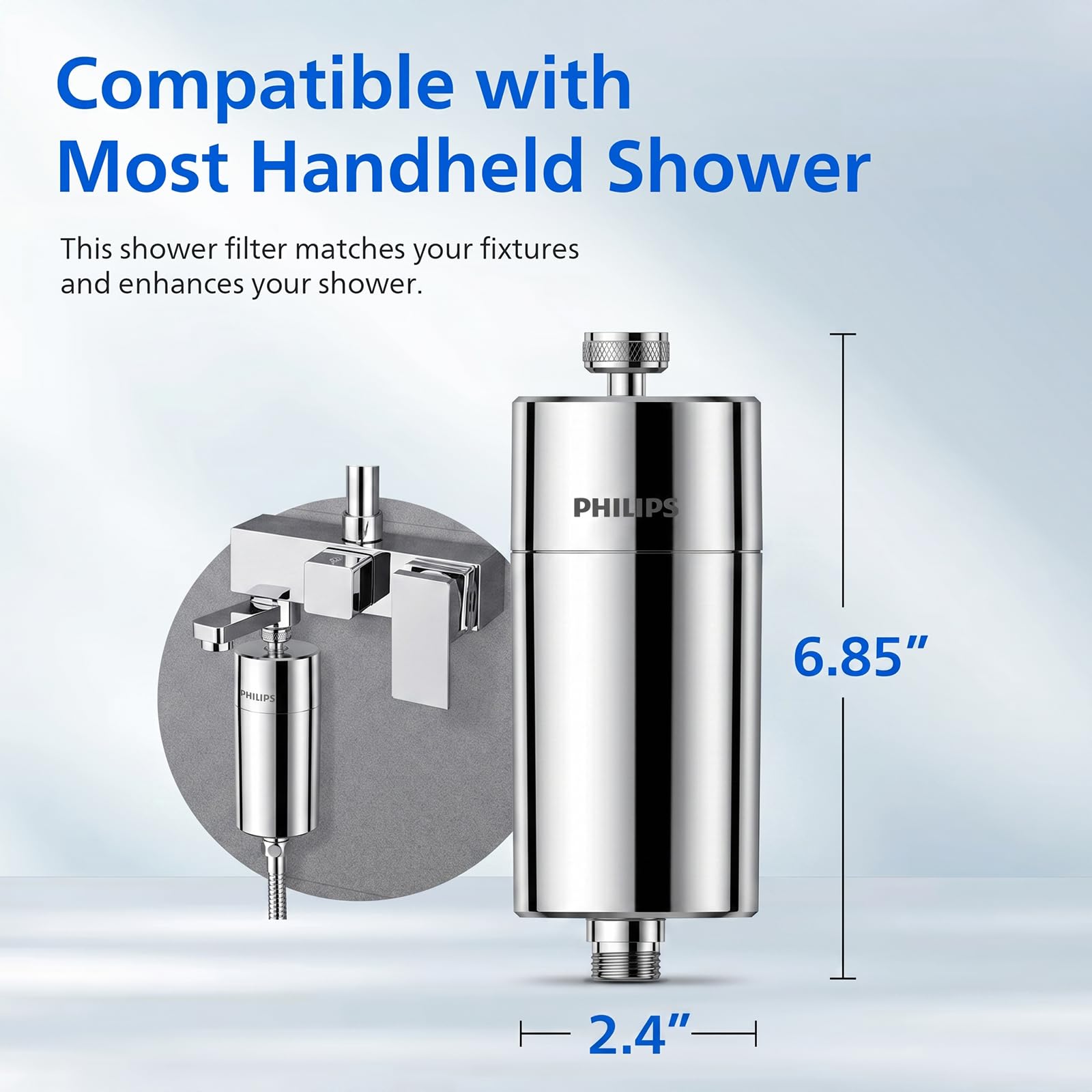 PHILIPS Shower Filter, Reduces Chlorine & Heavy Metals, AWP1775CH/37 PHILIPS